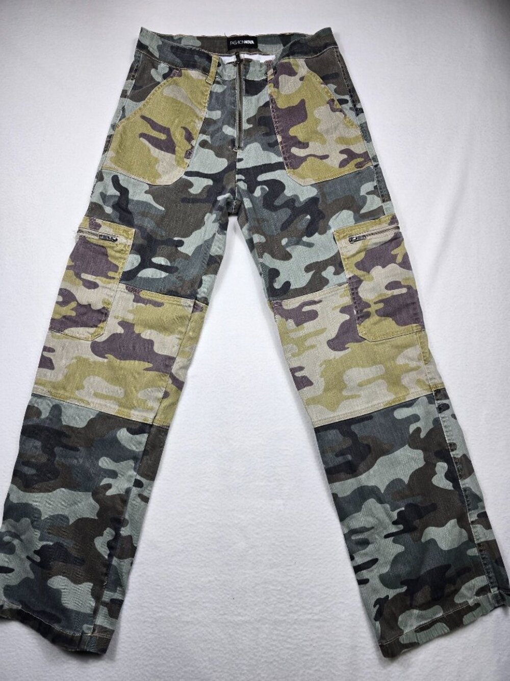 Camo Patchwork Large Cargo Pants Womens Fashion Nova